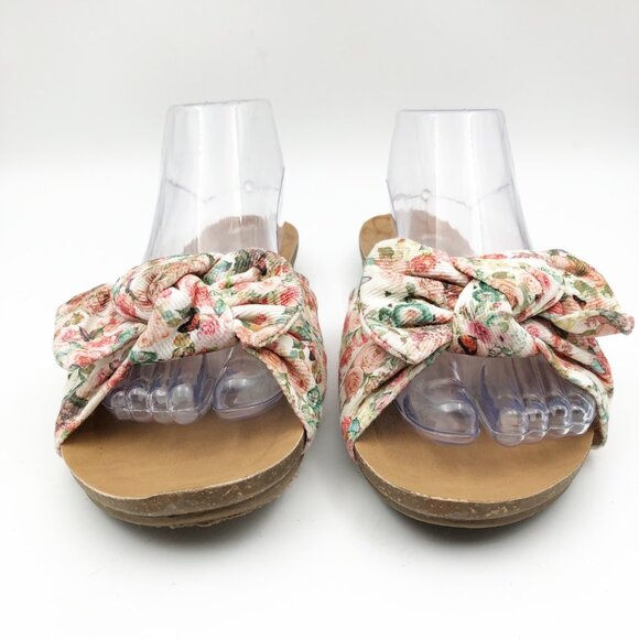 BLOWFISH Malibu Floral Bow Slide Sandals Flip Flops Womens 10 Girly Feminine - Picture 2 of 9